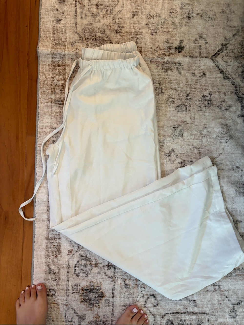 Women’s Linen-Blend Drawstring Pants - White